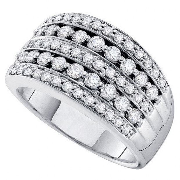 1.00 Carat (ctw) 14k White Gold Round White Diamond Ladies Anniversary Wedding Band