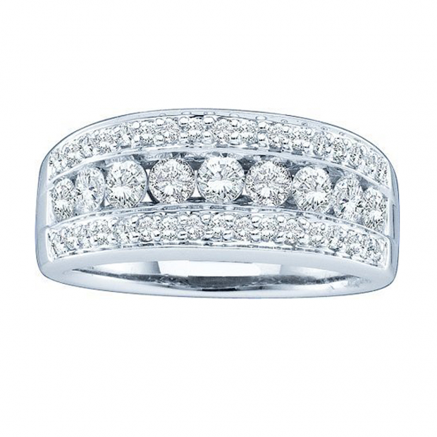 1.00 Carat (ctw) 14k White Gold Round White Diamond Ladies Anniversary Wedding Band