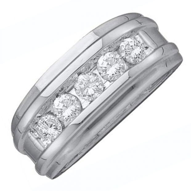 1.00 Carat (ctw) 14K White Gold Brilliant Round White Diamond Men