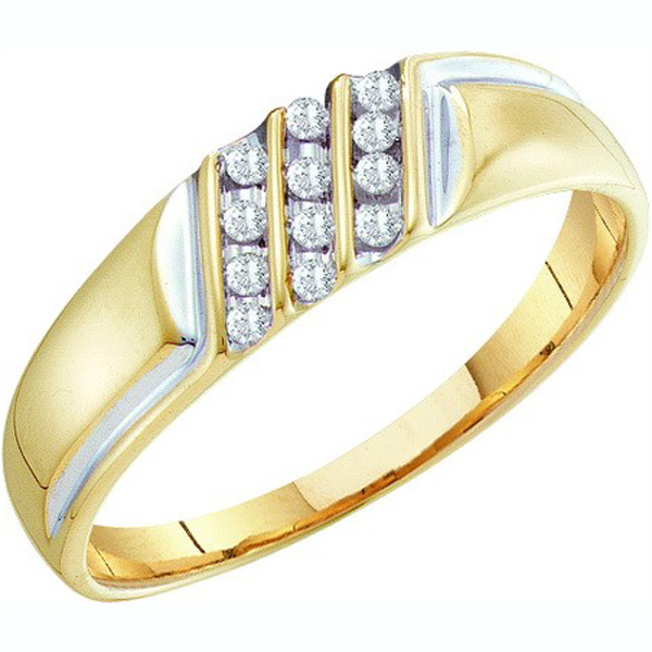 0.12 Carat (ctw) 10k Yellow Gold Round White Diamond Channel Set Men