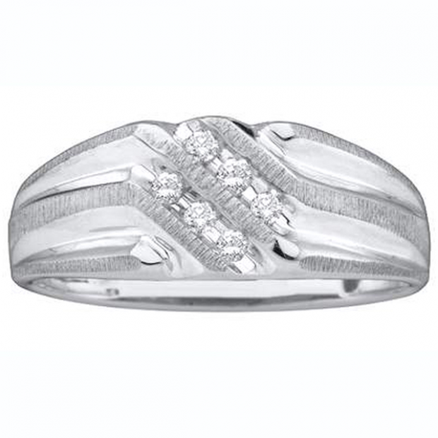 0.14 Carat (ctw) 10k White Gold Round White Diamond Channel Set Men