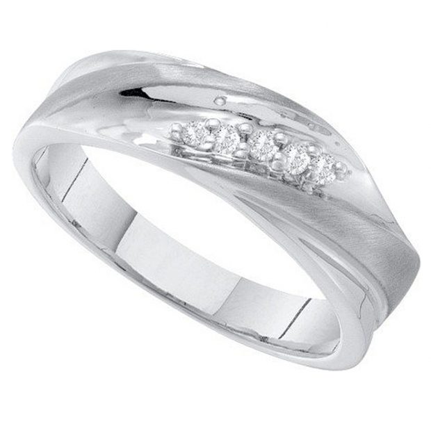 0.10 Carat (ctw) 10K White Gold Brilliant Round White Diamond Men