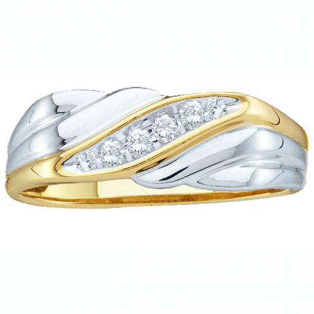 0.14 Carat (ctw) 10K Yellow Gold Round White Diamond Cluster Men