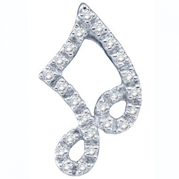 0.11 Carat (ctw) 14K White Gold Real Round White Diamond Ladies Fashion Pendant