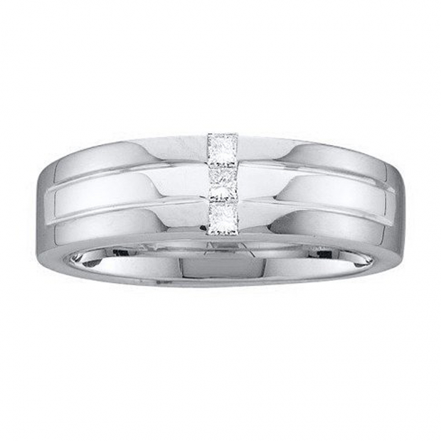 0.15 Carat (ctw) 14k White Gold Princess Cut White Diamond Men