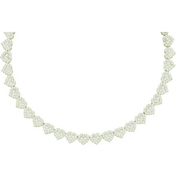 6.50 Carat (ctw) 14k White Gold Brilliant Round White Diamond Ladies Flower Necklace
