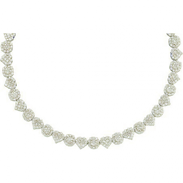 7.50 Carat (ctw) 14k White Gold Brilliant Round White Diamond Ladies Fash Necklace
