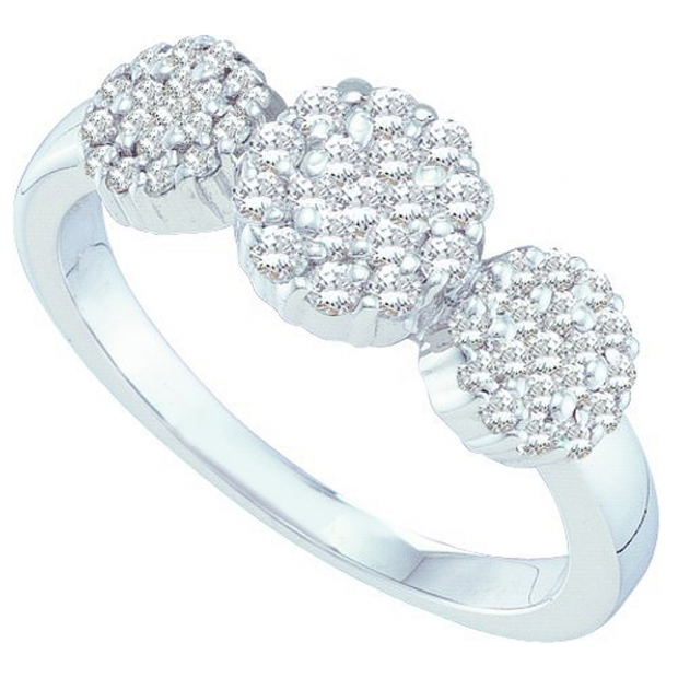 0.50 Carat (ctw) 14k White Gold Round White Diamond Ladies Cluster Flower Ring