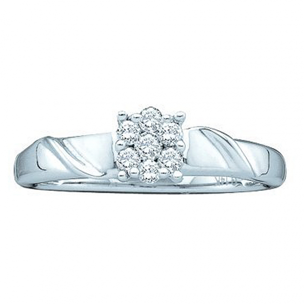 0.20 Carat (ctw) 14k White Gold Brilliant White Diamond Ladies Flower Engagement Ring