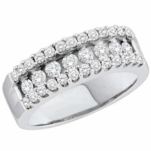 1.00 Carat (ctw) 14k White Gold Round White Diamond Ladies Anniversary Wedding Band