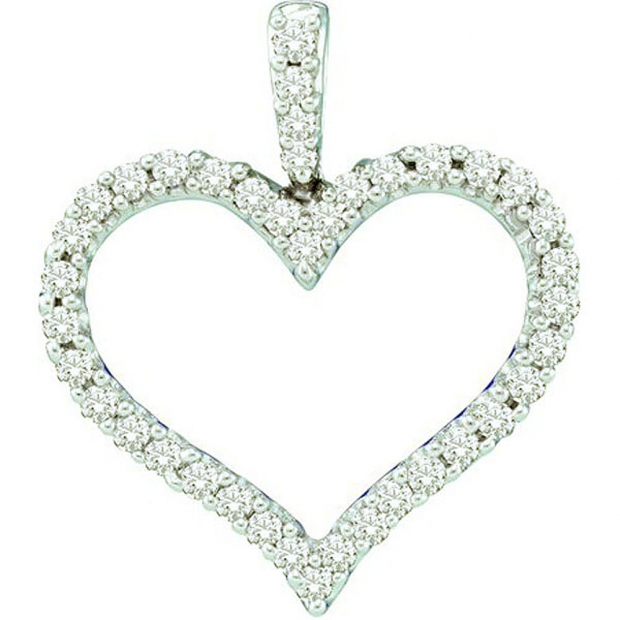 0.48 Carat (ctw) 14k White Gold Brilliant White Diamond Ladies Heart Pendant