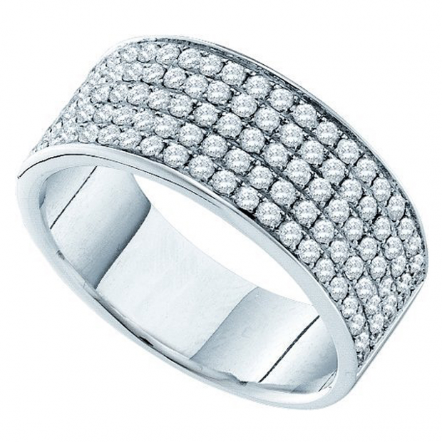 1.13 Carat (ctw) 14k White Gold Brilliant Round White Diamond Ladies Anniversary Wedding Band