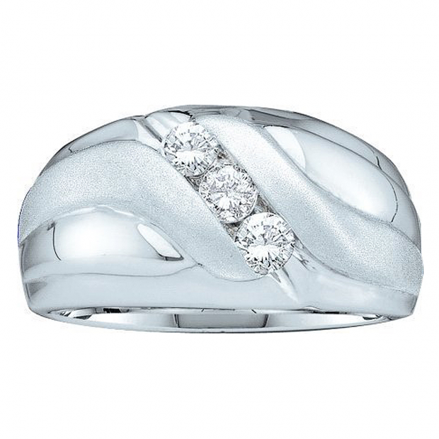 0.48 Carat (ctw) 14k White Gold Round White Diamond Men