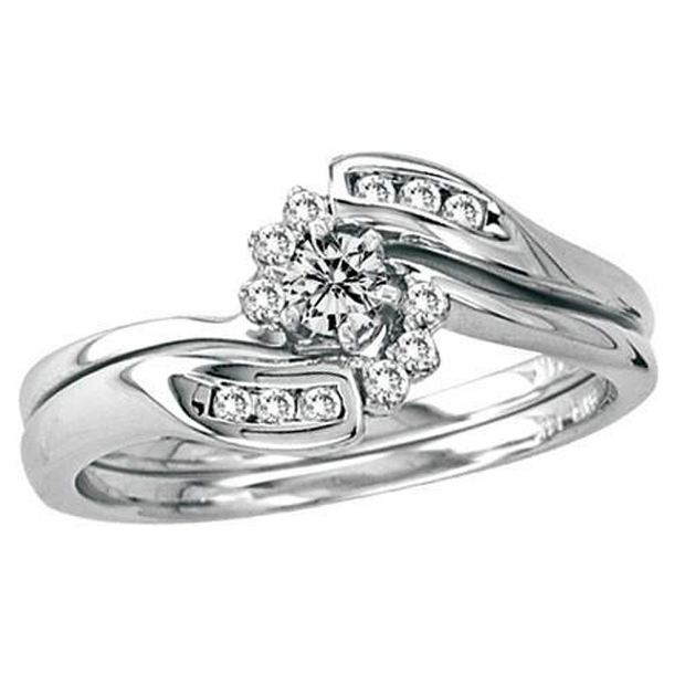 0.25 Carat (ctw) 14k White Gold Brilliant White Diamond Ladies Bridal Engagement Ring Set