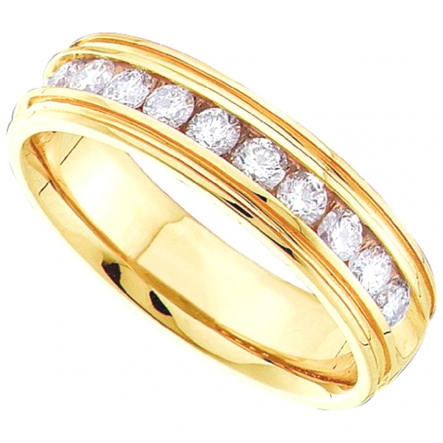 0.53 Carat (ctw) 14K Yellow Gold Round White Diamond Men