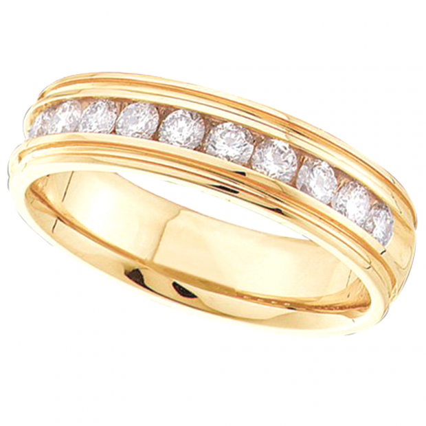 1.00 Carat (ctw) 14K Yellow Gold Round White Diamond Men