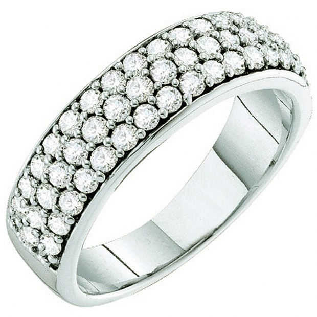 1.00 Carat (ctw) 10k White Gold Round White Diamond Ladies Anniversary Wedding Band Ring
