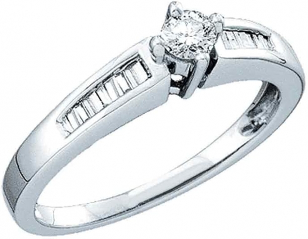 Dazzlingrock Collection 10kt White Gold Womens Round Diamond Solitaire Bridal Wedding Engagement Ring 1/3 ctw