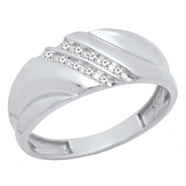 1/8 CT Sterling Silver Round White Diamond Channel Set Men