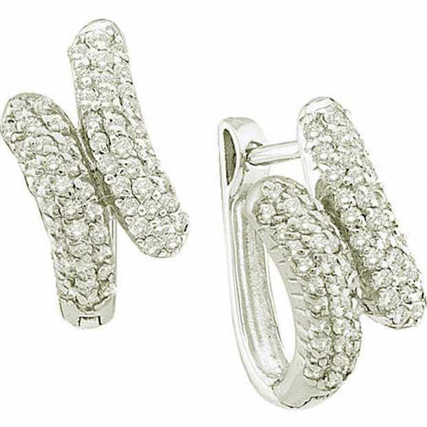 0.50 Carat (ctw) 14k White Gold Brilliant White Diamond Ladies Fashion Earrings