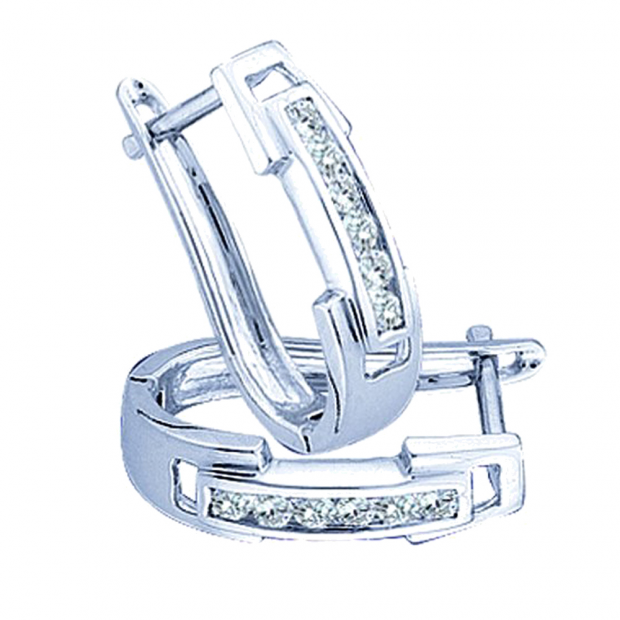 0.20 Carat (ctw) 10K White Gold Round White Diamond Ladies Fashion Hoop Earrings 1/5 CT