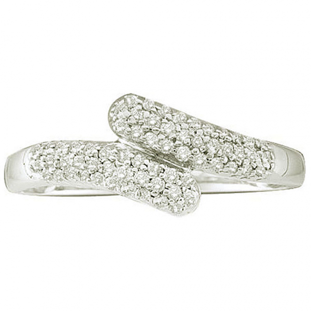 0.20 Carat (ctw) Round White Diamond Ladies Bypass Style Right Hand Ring 1/5 CT 14K White Gold