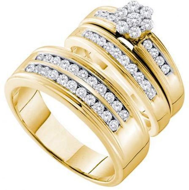 1.00 Carat (ctw) 14K Yellow Gold Round White Diamond Men & Women