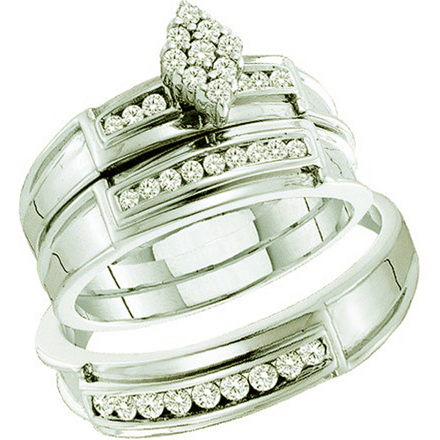 0.51 Carat (ctw) 14k White Gold Brilliant White Diamond Men