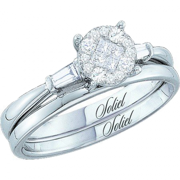 0.25 Carat (ctw) 14k White Gold White Diamond Ladies Engagement Ring Soliel Bridal Set