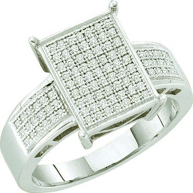 0.33 Carat (ctw) 10k White Gold Round White Diamond Ladies Micro Pave Engagement Ring