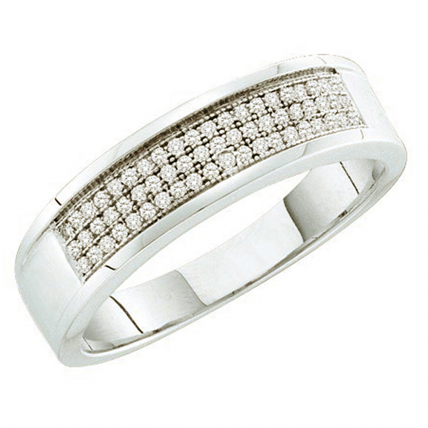 0.20 Carat (ctw) 10k White Gold Round Diamond Men