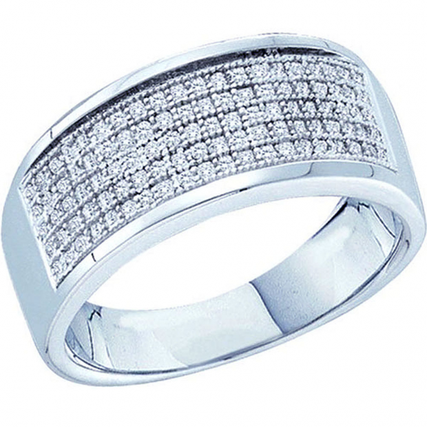0.30 Carat (ctw) 10k White Gold Round White Diamond Men