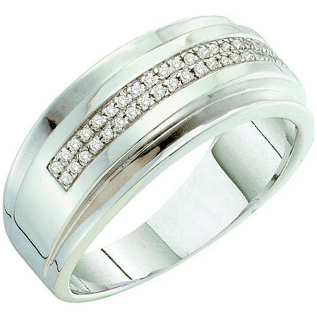 0.15 Carat (ctw) 10k White Gold Round Diamond Men