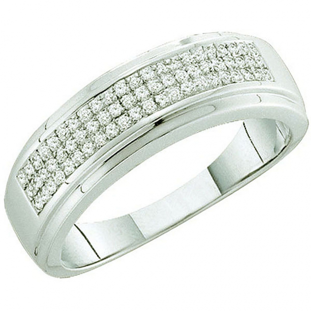 0.20 Carat (ctw) 10k White Gold Round White Diamond Men