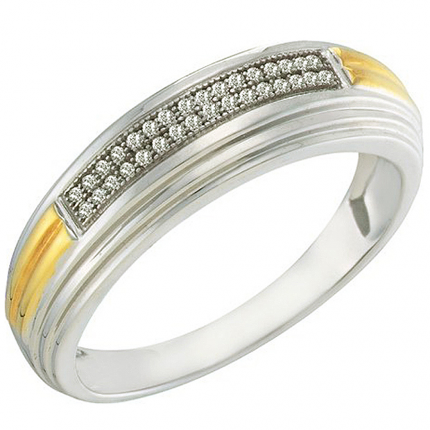 0.10 Carat (ctw) 10k White Gold Brilliant White Diamond Men