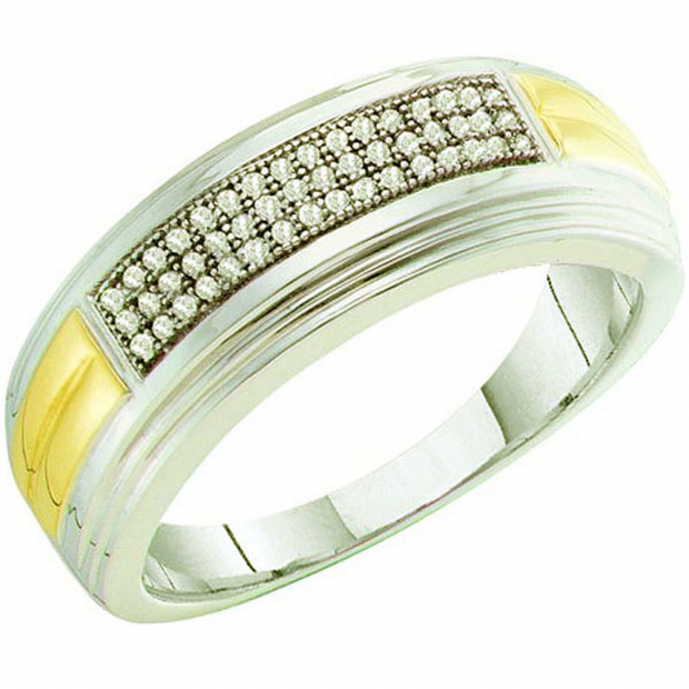 0.15 Carat (ctw) 10k White Gold Brilliant White Diamond Men