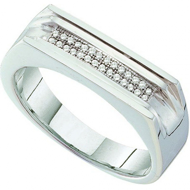 0.10 Carat (ctw) 10k White Gold Brilliant White Diamond Men
