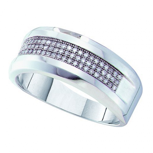 0.25 Carat (ctw) 10k White Gold Brilliant White Diamond Men