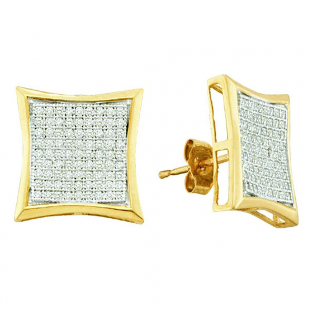0.50 Carat (ctw) 10k White Gold Round White Diamond Ladies Micro Pave Kite Shape Stud Earrings