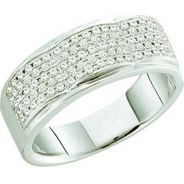 0.50 Carat (ctw) 10k White Gold Round White Diamond Ladies Micro Pave Wedding Anniversary Band