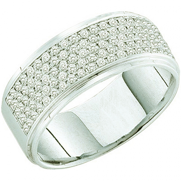 0.50 Carat (ctw) 10k White Gold Round White Diamond Ladies Micro Pave Wedding Anniversary Band