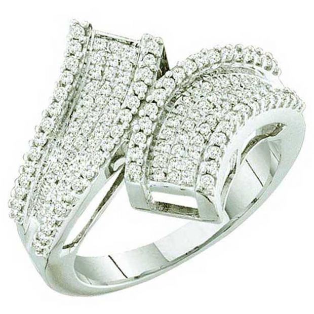 0.50 Carat (ctw) 10k White Gold Round White Diamond Ladies Micro Pave Right Hand Band