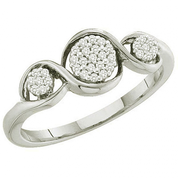 0.12 Carat (ctw) 10k White Gold Brilliant White Diamond Ladies Bridal Engagement Ring