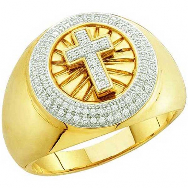 0.30 Carat (ctw) 10k Yellow Gold Brilliant White Diamond Men