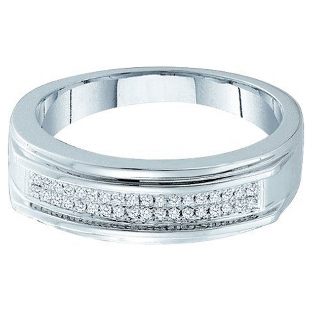 0.12 Carat (ctw) 10k White Gold Round Diamond Men