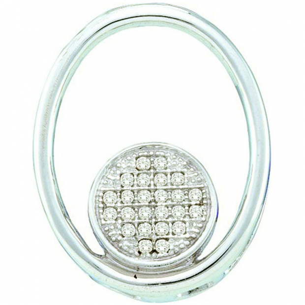 0.07 Carat (ctw) 10k White Gold Round White Diamond Ladies Micro Pave Circle Pendant