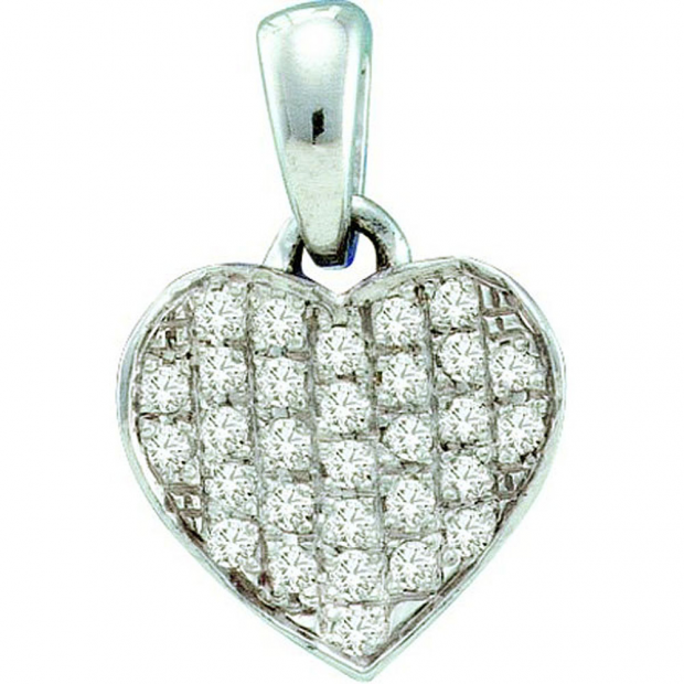 0.10 Carat (ctw) 10k White Gold Brilliant White Diamond Ladies Heart Pendant
