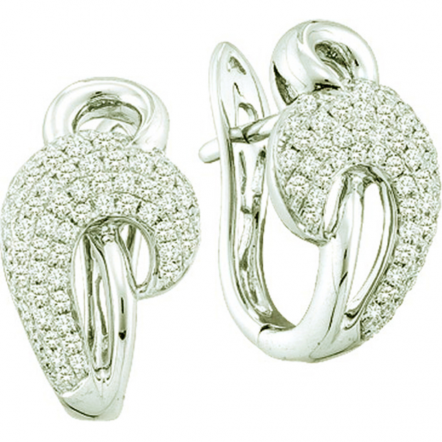 0.76 Carat (ctw) 14k White Gold Brilliant Round White Diamond Ladies Fashion Earrings