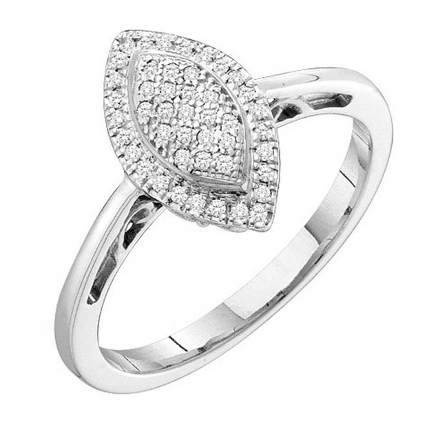 0.15 Carat (ctw) 10k White Gold Brilliant White Diamond Ladies Two Tone Bridal Engagement Ring