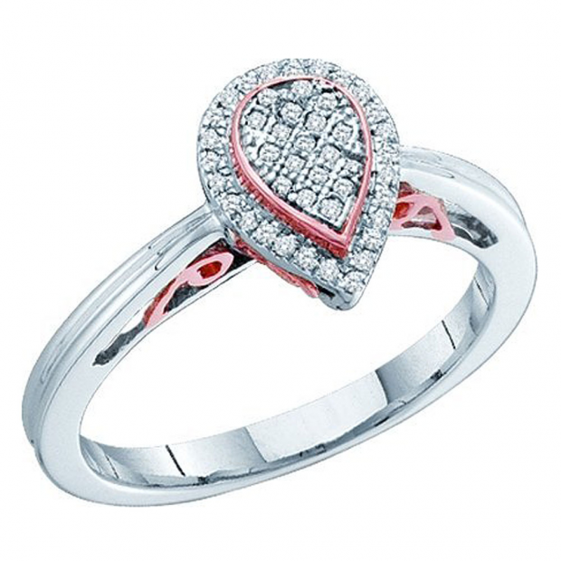 0.12 Carat (ctw) 10k White & Rose Gold White Diamond Ladies Two Tone Engagement Ring